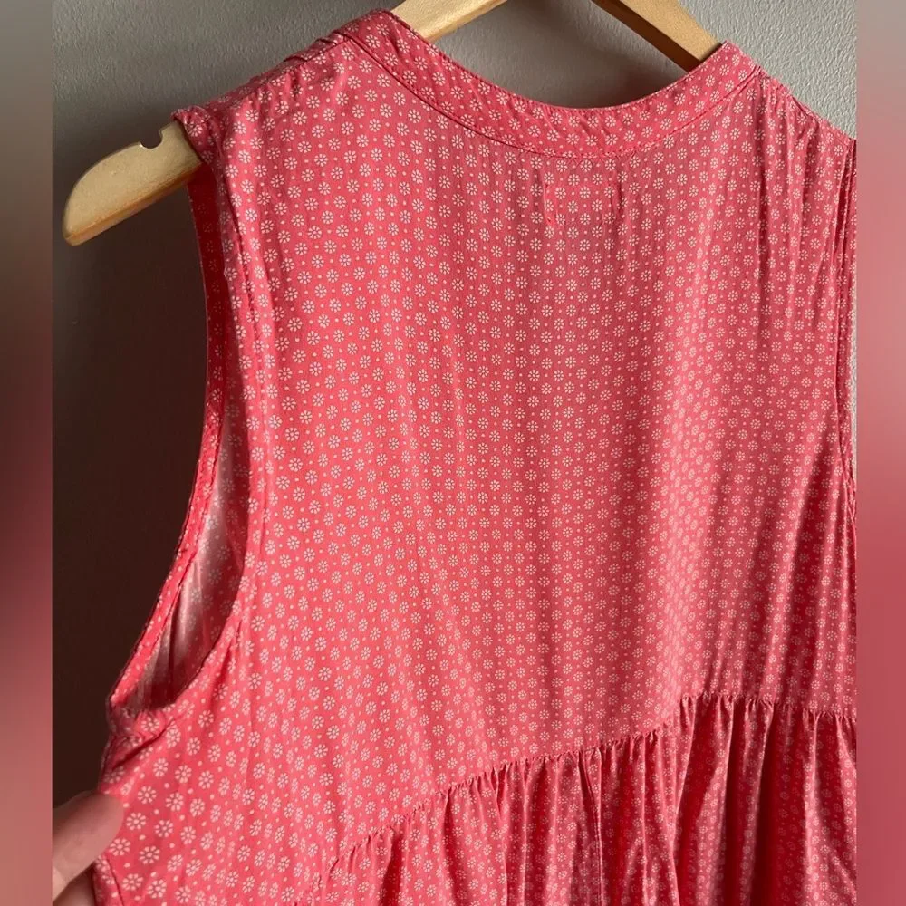 Old Navy Coral Boho Pintuck Sleeveless Dress Flowy Mini Women L